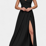 Vestido Largo Rocío con Drapé Frontal y Escote Cruzado