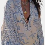 Conjunto de Camisa Impresa Amalia con Pantalones Cortos con Cintura Elástica