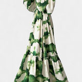 Vestido Maxi de Manga Larga Maria con Escote en V
