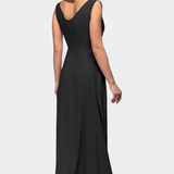 Vestido Largo Rocío con Drapé Frontal y Escote Cruzado