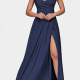 Vestido Largo Rocío con Drapé Frontal y Escote Cruzado