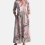 Vestido de Verano para Mujeres con Escote en V y Patrón Floral