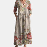 Vestido de Verano para Mujeres con Escote en V y Patrón Floral