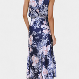 Vestido Maxi Floral Lisa con Cuello Halter y Cintura Elástica
