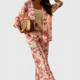 Conjunto Odile de Mezcla de Algodón con Top de Manga 3/4 y Pantalones con Bolsillos