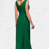Vestido Largo Rocío con Drapé Frontal y Escote Cruzado