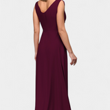 Vestido Largo Rocío con Drapé Frontal y Escote Cruzado