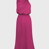 Vestido Rina Elegante con Cuello Halter Drapado