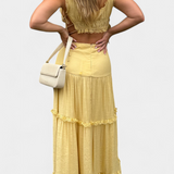 Conjunto Ilys Romántico con Top de Encaje y Falda Larga Voluminosa