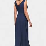 Vestido Largo Rocío con Drapé Frontal y Escote Cruzado