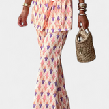 Conjunto Araceli Impreso con Blazer y Pantalones Acampanados