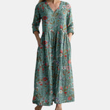 Vestido de Verano para Mujeres con Escote en V y Patrón Floral