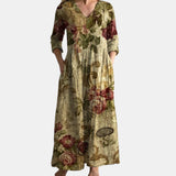 Vestido de Verano para Mujeres con Escote en V y Patrón Floral