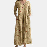 Vestido de Verano para Mujeres con Escote en V y Patrón Floral