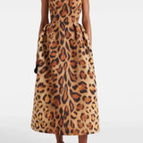 Vestido Midi Tiana Bustier Leopardo