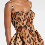 Vestido Midi Tiana Bustier Leopardo