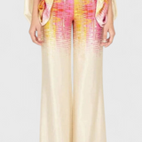 Conjunto de Dos Piezas Sybella con Top Off-the-Shoulder y Pantalones Estampados de Pierna Ancha