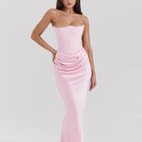 Vestido Maxi Drapado Corset Sin Tirantes Emily
