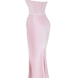 Vestido Maxi Drapado Corset Sin Tirantes Emily
