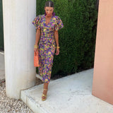 Vestido primavera mujer escote V con mangas abullonadas – estilo elegante femenino
