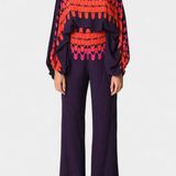 Conjunto de Dos Piezas Sybella con Diseño Off-Shoulder y Pantalones Anchos con Estampado