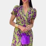 Vestido Maxi Elara con Nudo Frontal y Delicado Estampado Floral