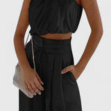 Conjunto Helira de Dos Piezas con Top Fluido y Pantalones Palazzo