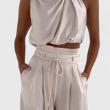 Conjunto Helira de Dos Piezas con Top Fluido y Pantalones Palazzo