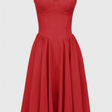Vestido Midi Felicity con Corsé y Sin Mangas