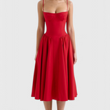 Vestido Midi Felicity con Corsé y Sin Mangas