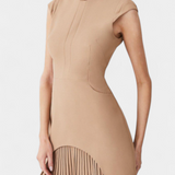 Vestido Mini Karen con Cuello Alto y Detalle Plisado