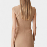 Vestido Mini Karen con Cuello Alto y Detalle Plisado