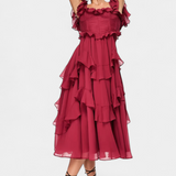 Vestido Midi Radiante Natalie con Caída Suave y Silueta Femenina