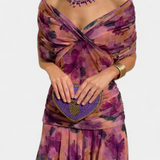 Vestido Largo Alondra con Estampado Floral de Fantasía y Escote en V