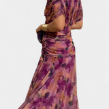 Vestido Largo Alondra con Estampado Floral de Fantasía y Escote en V