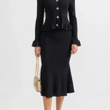 Conjunto de Vestido Midi de Punto Refinado Prudence con Top Abotonado