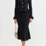 Conjunto de Vestido Midi de Punto Refinado Prudence con Top Abotonado