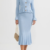 Conjunto de Vestido Midi de Punto Refinado Prudence con Top Abotonado