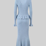 Conjunto de Vestido Midi de Punto Refinado Prudence con Top Abotonado