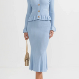 Conjunto de Vestido Midi de Punto Refinado Prudence con Top Abotonado