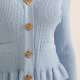 Conjunto de Vestido Midi de Punto Refinado Prudence con Top Abotonado
