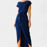 Vestido Midi Clarissa con Corte Asimétrico