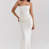 Vestido Maxi Drapado Corset Sin Tirantes Emily