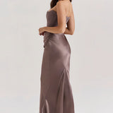 Vestido Maxi Drapado Corset Sin Tirantes Emily