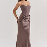 Vestido Maxi Drapado Corset Sin Tirantes Emily