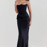 Vestido Maxi Drapado Corset Sin Tirantes Emily