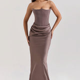 Vestido Maxi Drapado Corset Sin Tirantes Emily