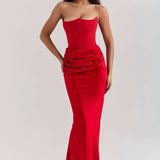 Vestido Maxi Drapado Corset Sin Tirantes Emily