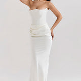 Vestido Maxi Drapado Corset Sin Tirantes Emily