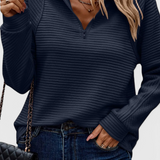 Jersey Helene con escote en V, cremallera y mangas largas
